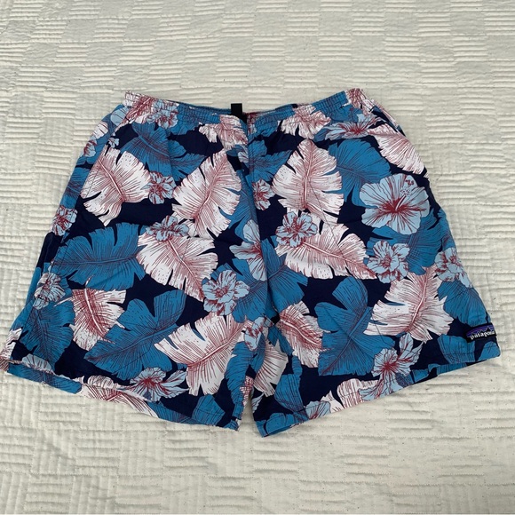Patagonia Men's Blue Floral Swim Shorts Size Medium - Picture 1 of 8